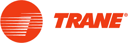 Trane logo with abstract orange circle and brand name