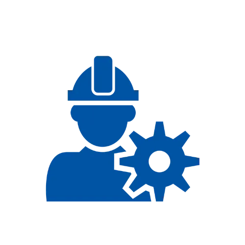 Construction worker with gear icon