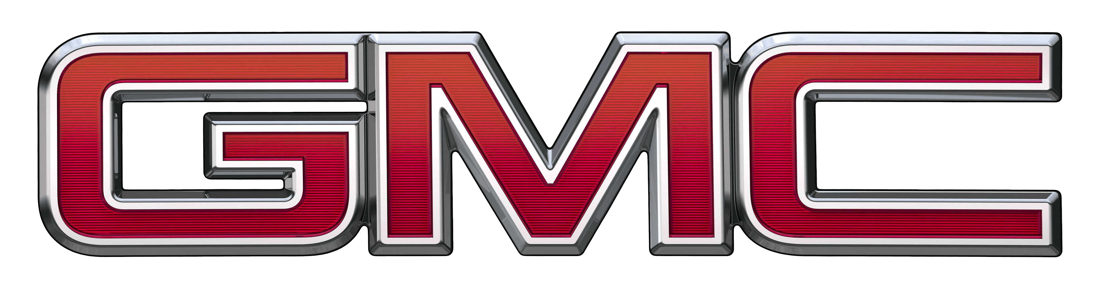 GMC logo with bold red and chrome lettering