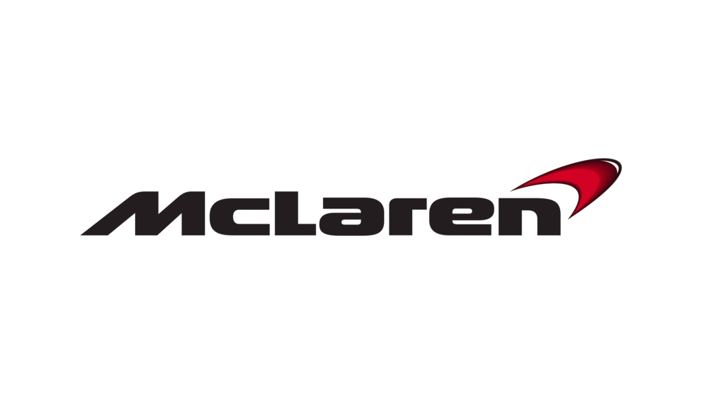 McLaren logo featuring a stylized orange swoosh