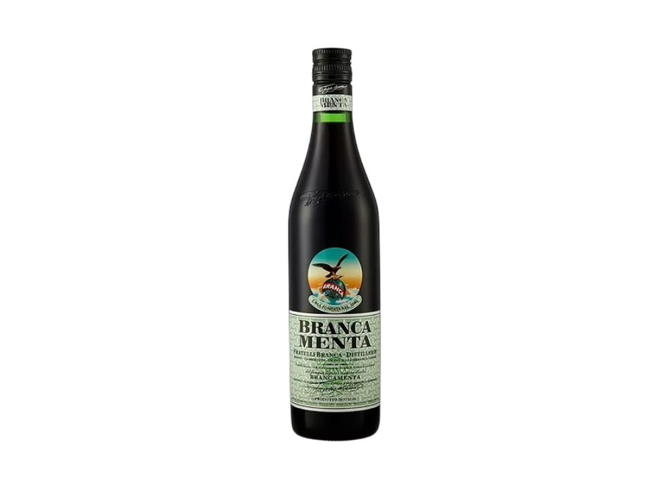 Bitter herbal liqueur bottle against black background