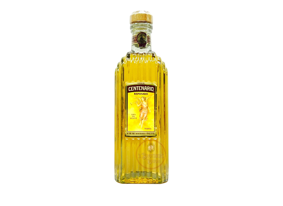 Centenario Reposado tequila bottle, golden color