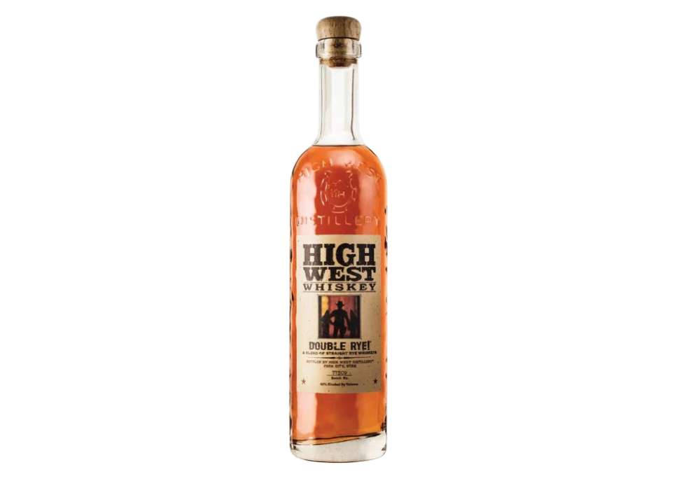 High West Double Rye Whiskey bottle on black background