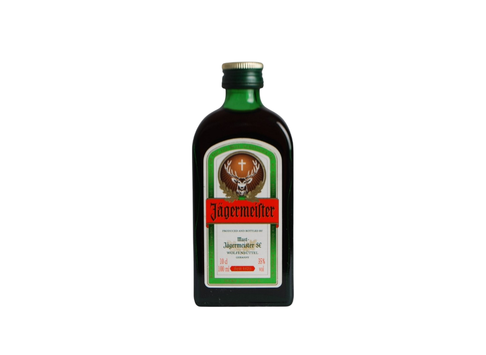 Jägermeister bottle on a black background