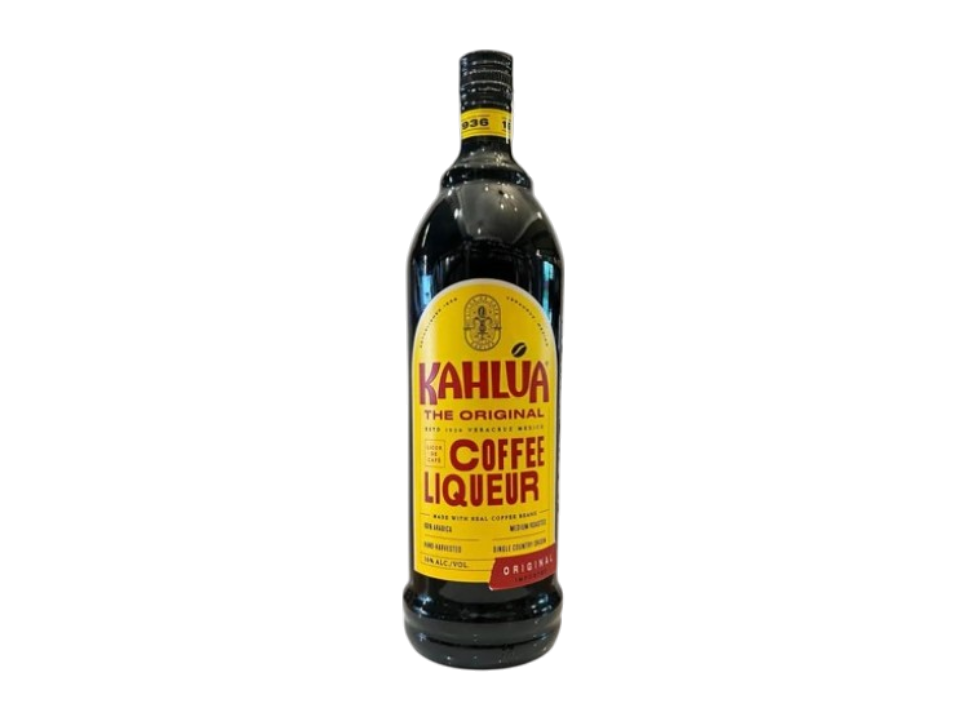 Kahlúa coffee liqueur bottle on a black background