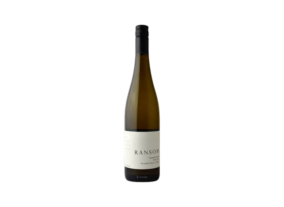 A bottle of Ransom wine against a plain background.