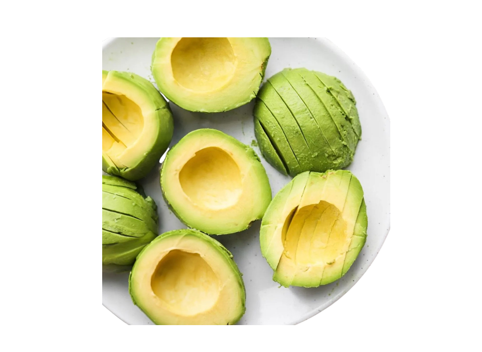Sliced avocados on a plate
