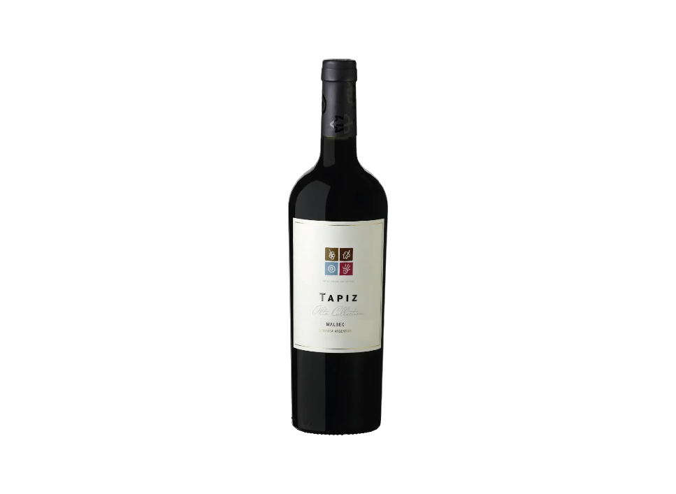 Elegant bottle of Tapiz wine on a black background