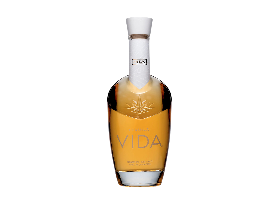 Bottle of Tequila Vida Nejo on a black background
