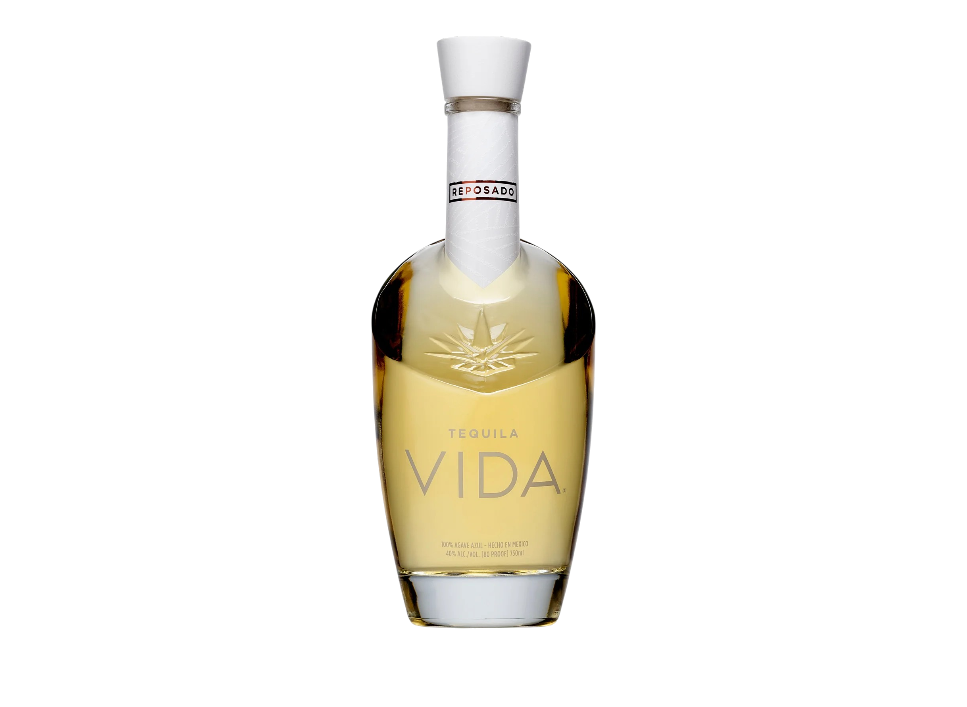 Tequila Vida bottle on a black background