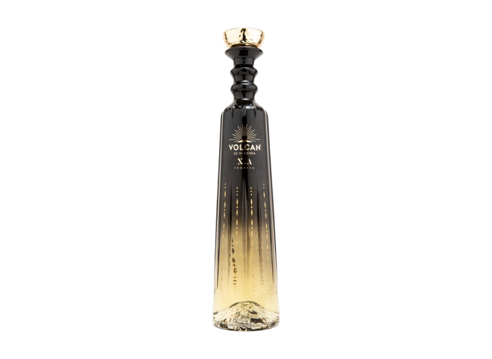 Elegant bottle of Volcan tequila with a gradient design