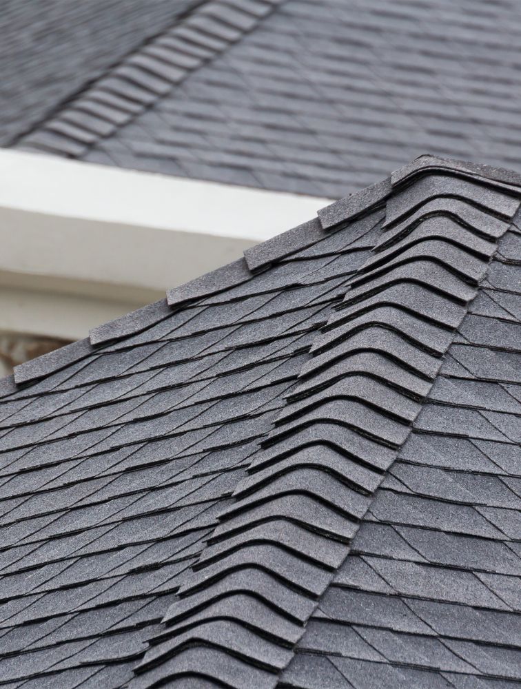 Close-up of asphalt shingles on a roof