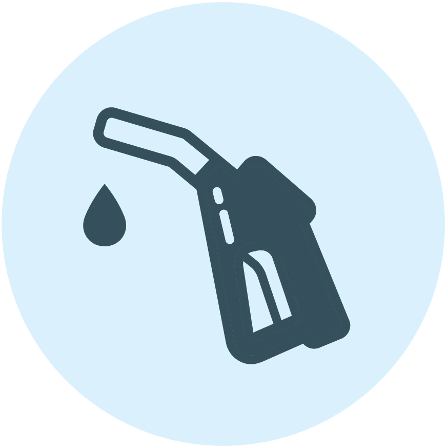 Illustration of a fuel pump nozzle with a droplet icon