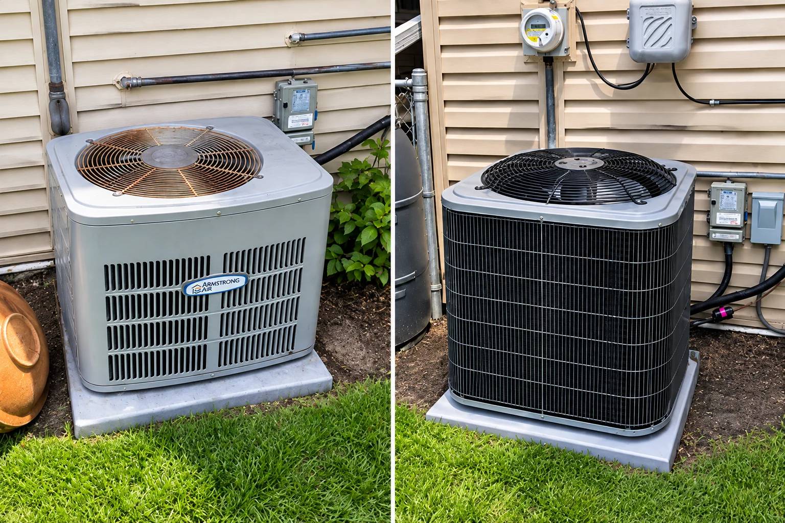 Comparison of two air conditioning units side by side