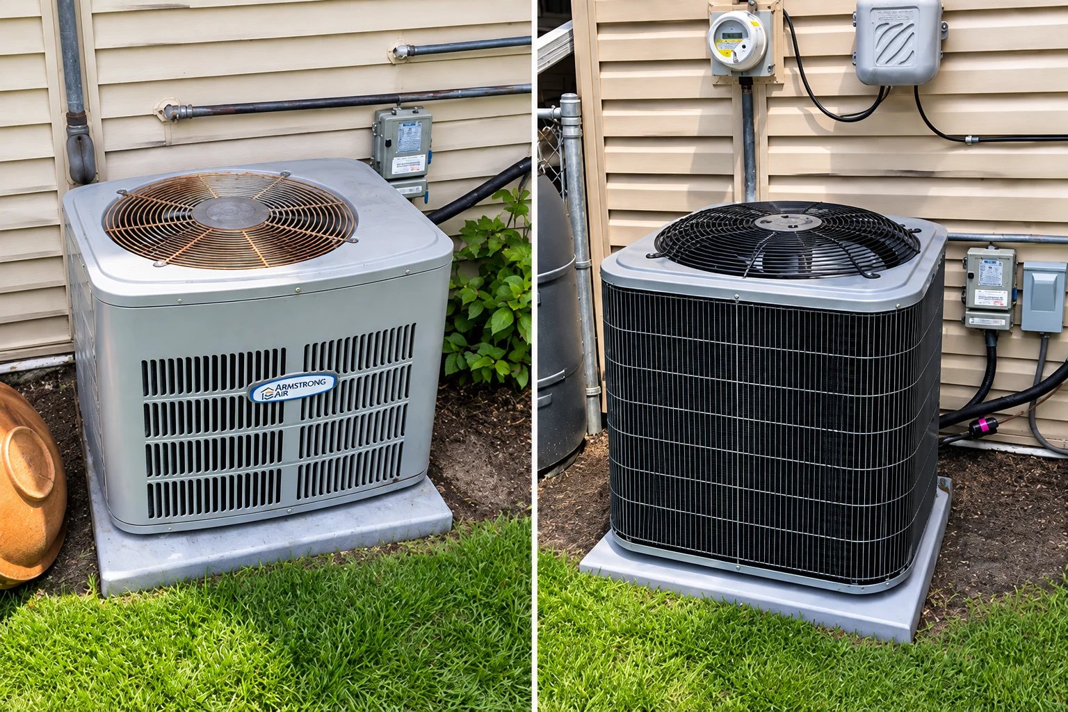 Comparison of two air conditioning units side by side