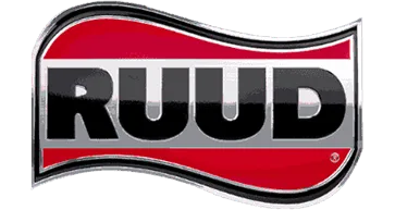 Ruud logo in bold red and black colors, representing HVAC brand.