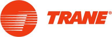 Trane logo with abstract orange circle and brand name