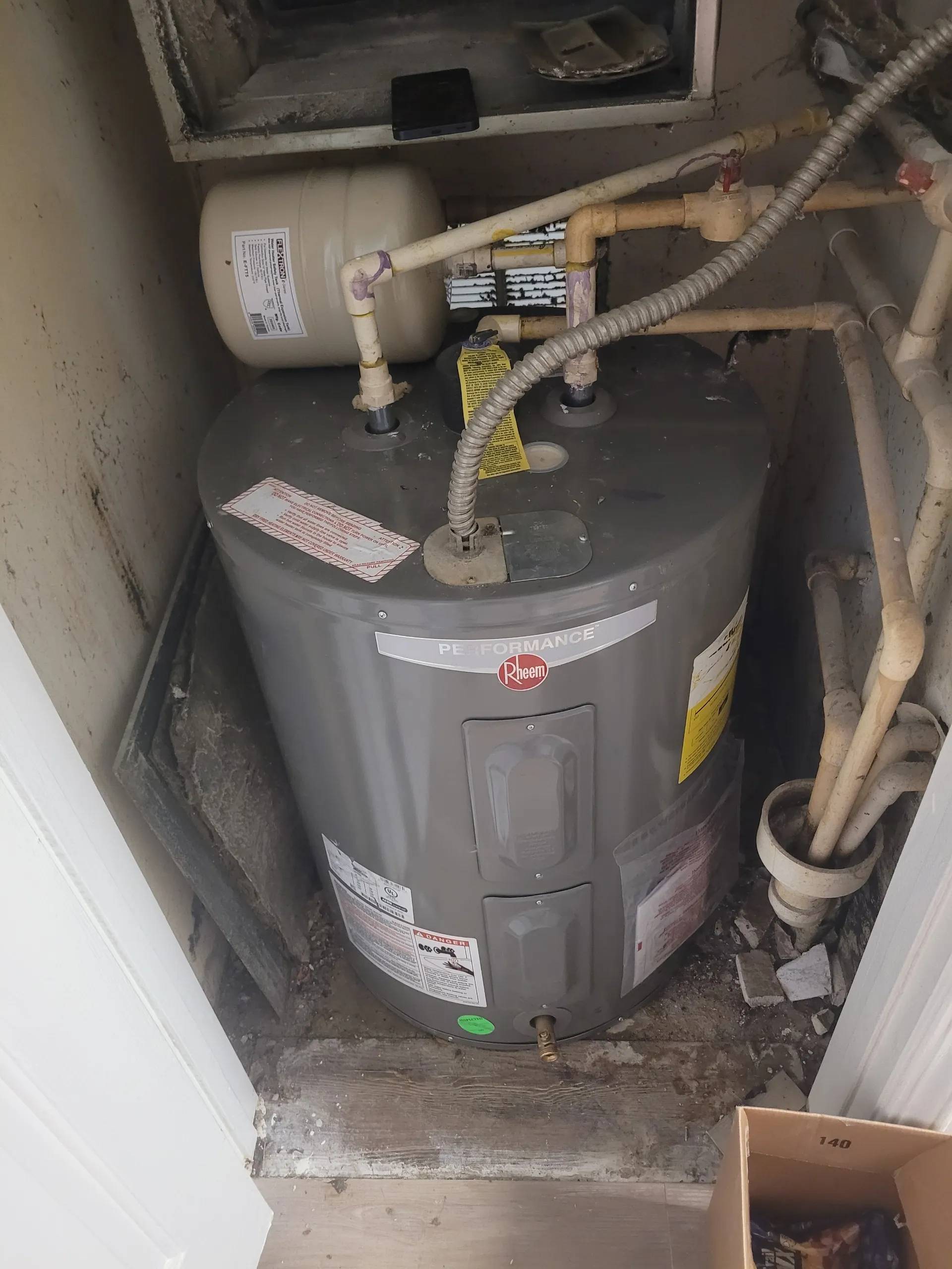 water heater installation in a home