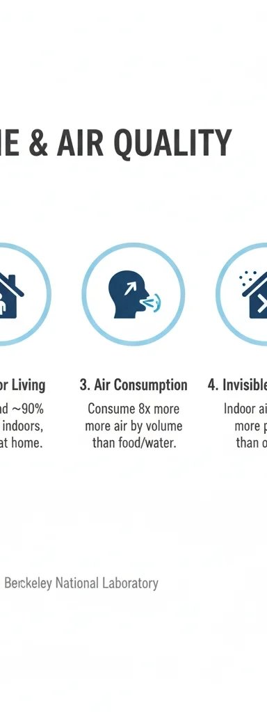 Infographic on smart home and air quality features.