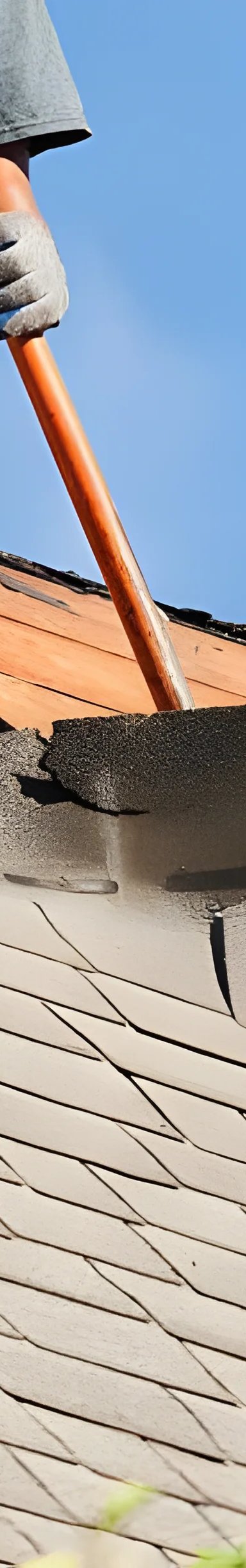 Roofer performing repairs on a residential roof