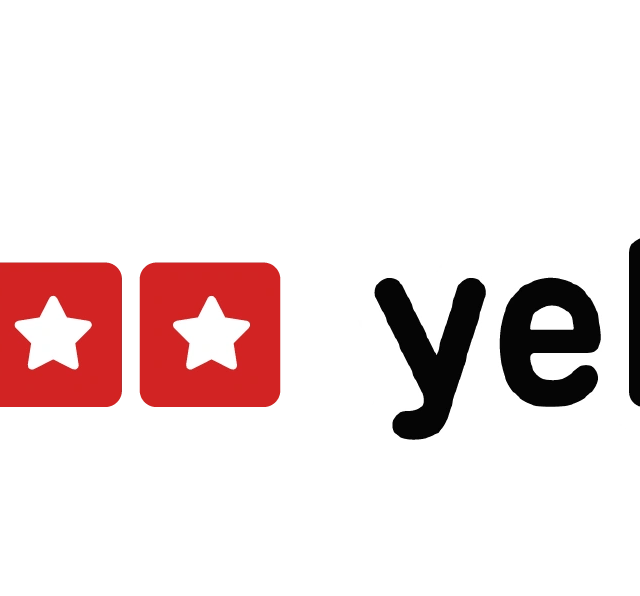 Five red stars and Yelp logo, representing reviews