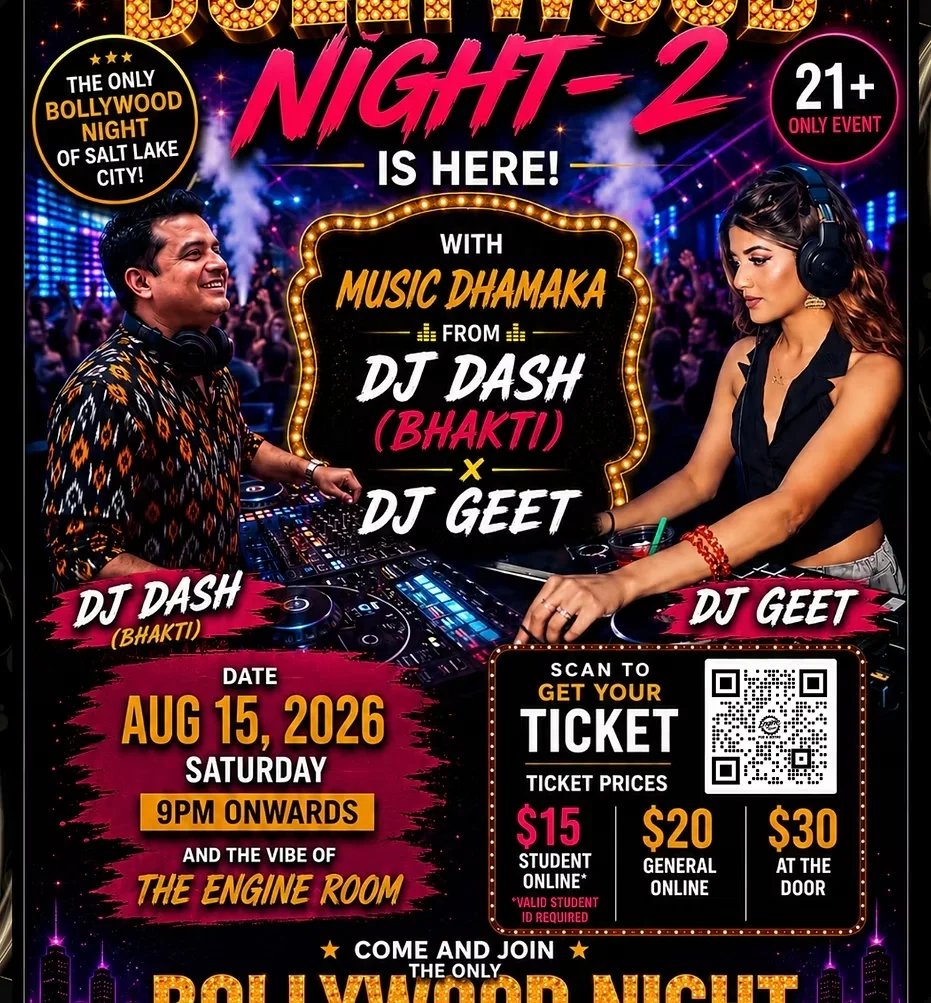  Bollywood Night 2 Returns – Saturday, August 15, 2026 | Salt Lake City's Biggest Bollywood Party