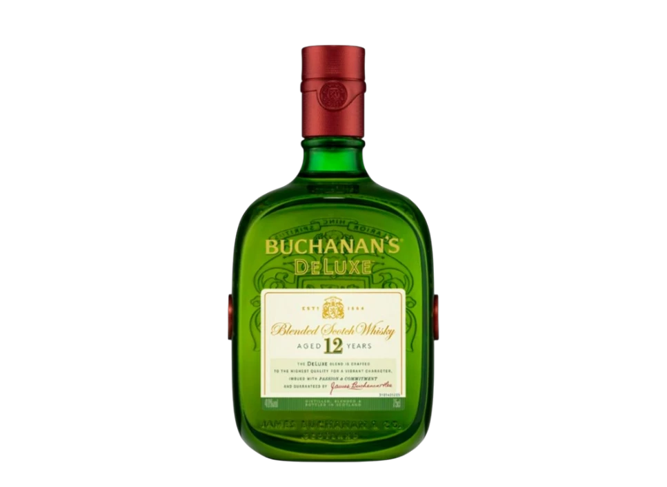 Buchanan's Deluxe 12 Years Aged Blended Scotch Whisky bottle.