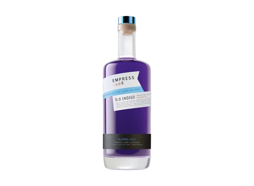 Empress 1908 O.O. Indigo alcohol-free spirit bottle