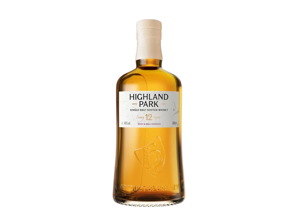 Highland Park 12 year old single malt scotch whisky bottle