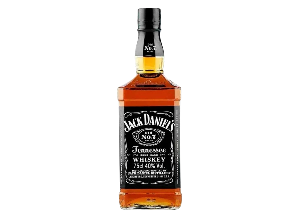 Jack Daniel's whiskey bottle on a black background