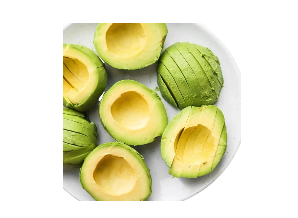 Sliced avocados on a plate