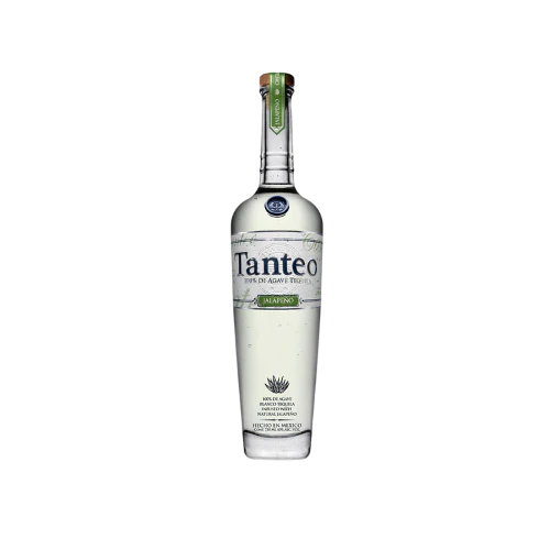 Tanteo tequila bottle with an agave design