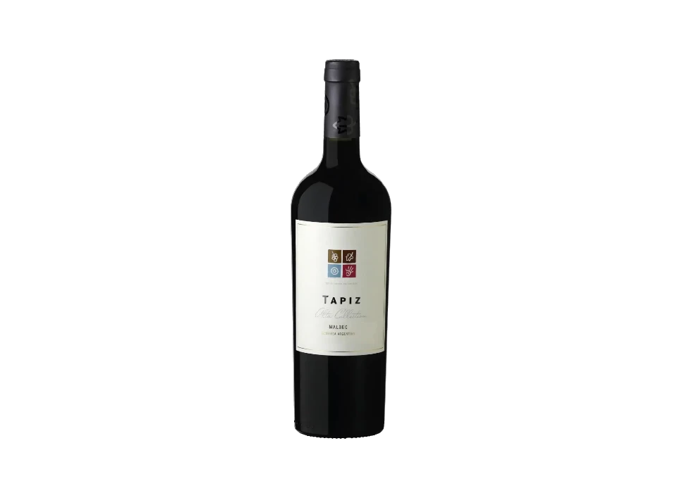Elegant bottle of Tapiz wine on a black background