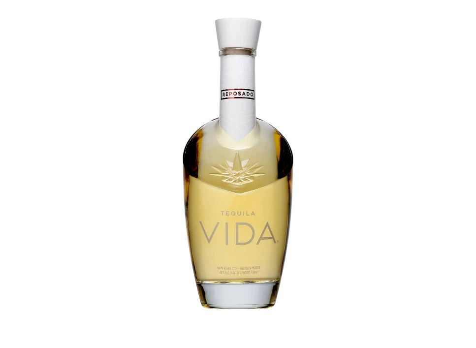 Tequila Vida bottle on a black background