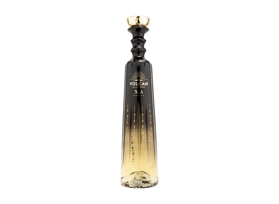Elegant bottle of Volcan tequila with a gradient design