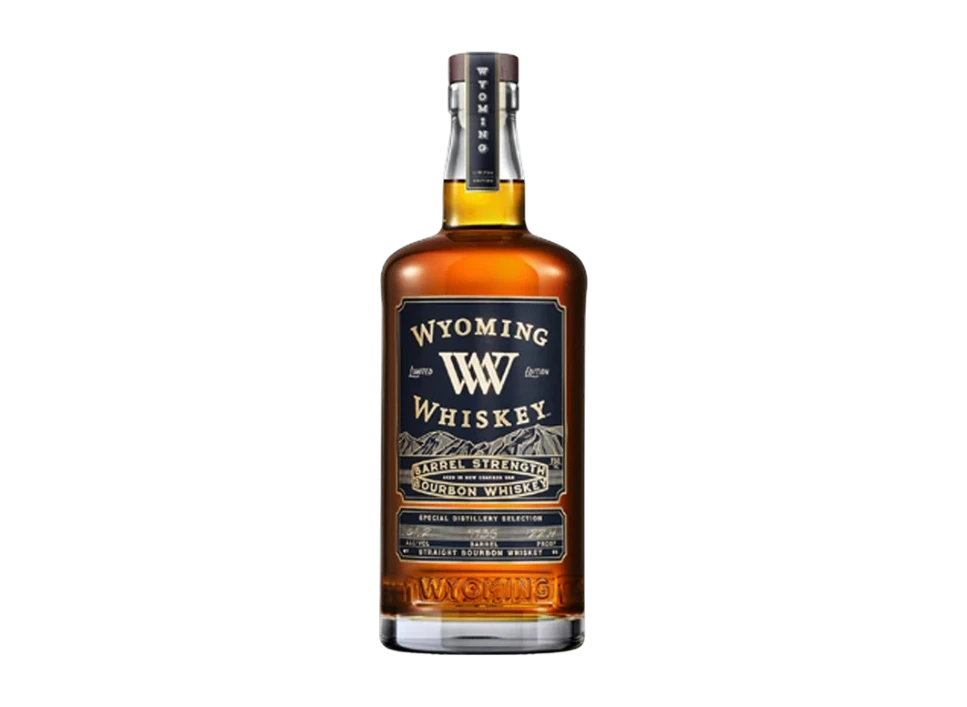 Bottle of Wyoming Whiskey on black background