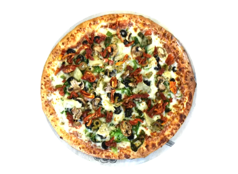 Delicious vegetable pizza with an array of toppings