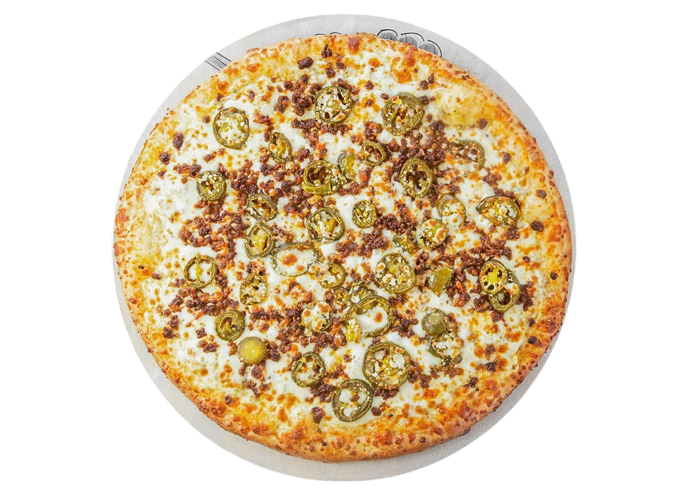 Delicious pizza topped with jalapeños and sausage