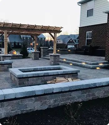 Patio and pergola in a residential backyard