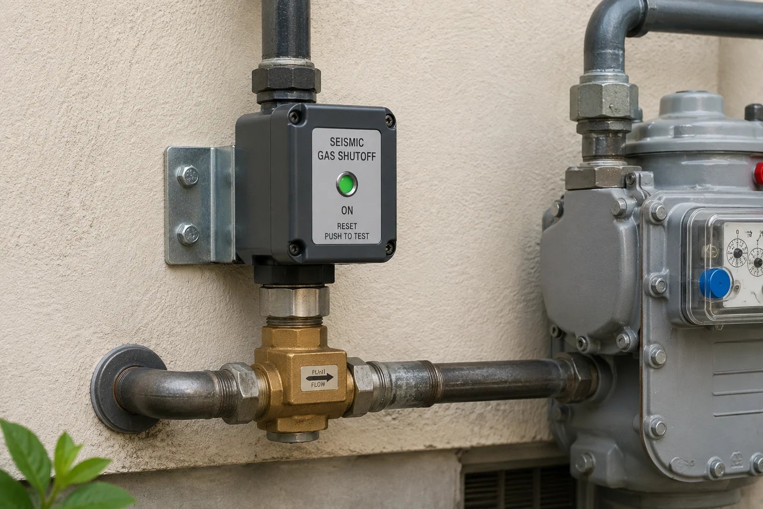Seismic gas shutoff valve installed on a gas line