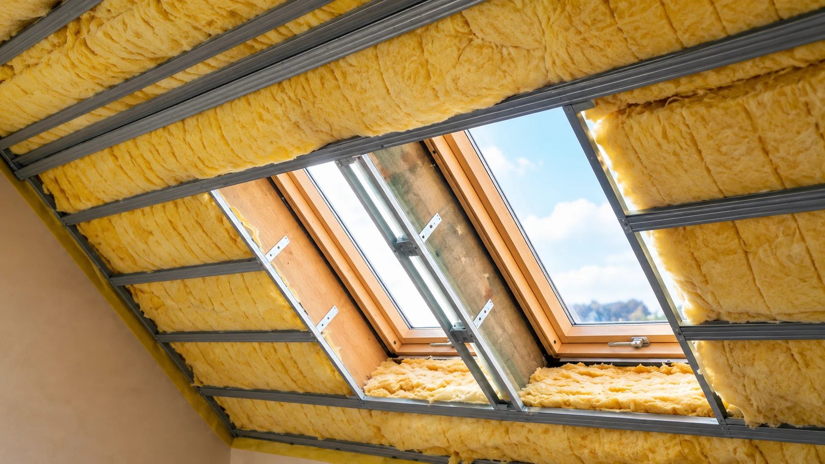 Insulation in a roof with skylights