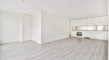 Modern kitchen interior with white cabinets
