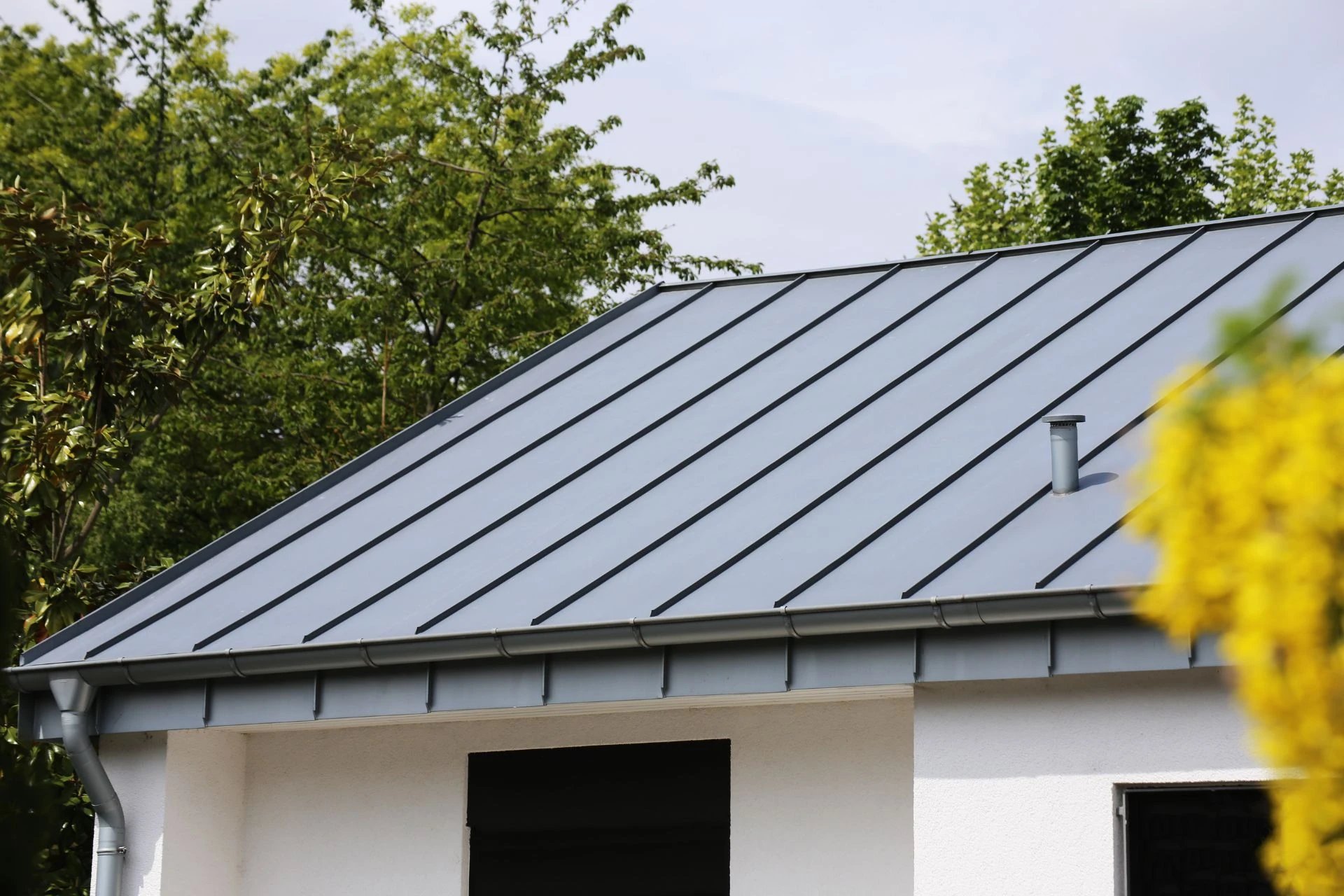 Modern metal roof on a residential house