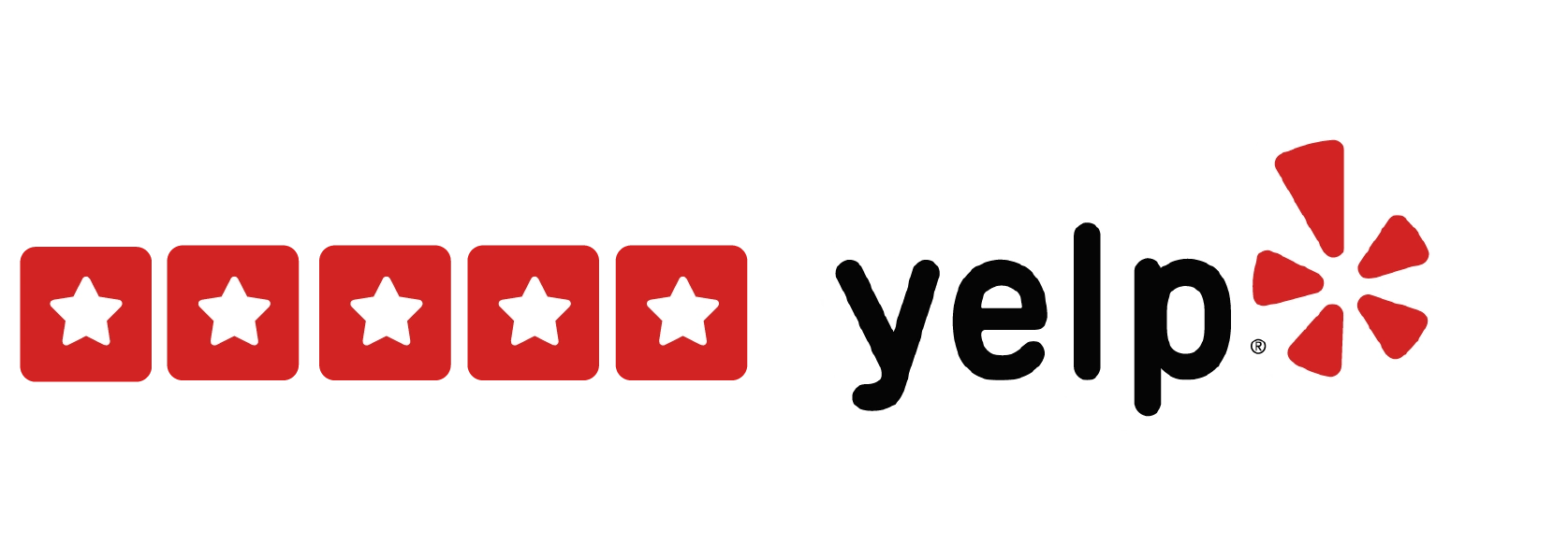 Yelp review stars showcasing a five-star rating.