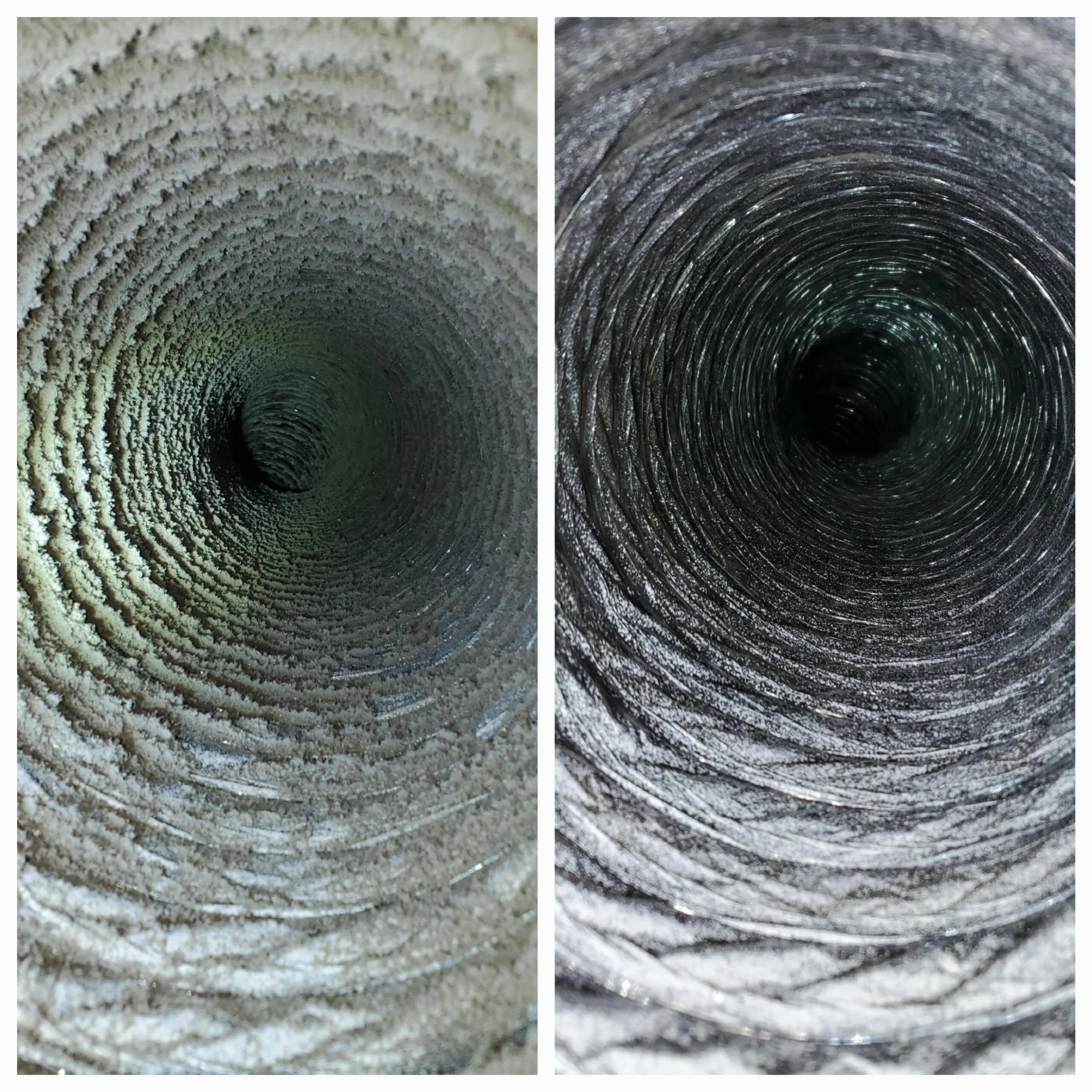 Close-up view of a circular, textured pipe interior