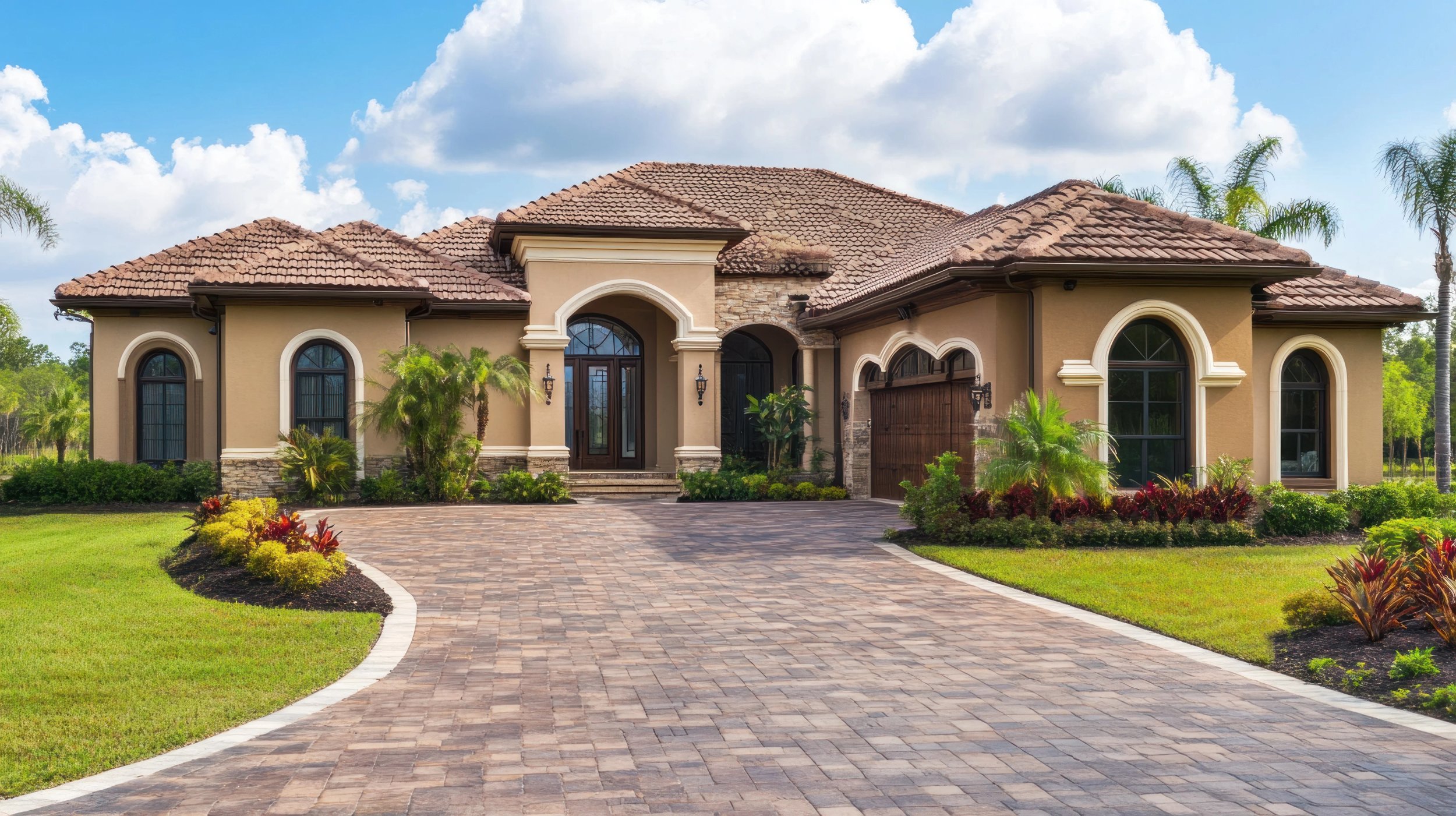 Stunning modern villa with landscaped garden.