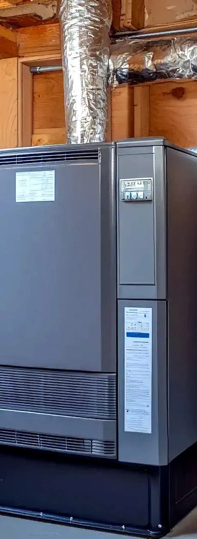 Modern heating unit in a home under construction