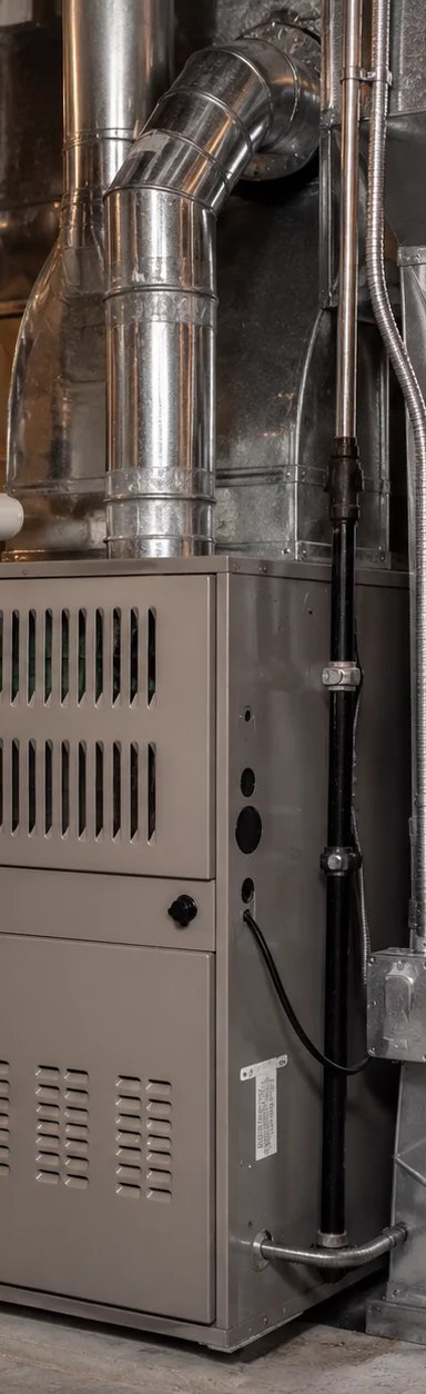 Residential furnace and ductwork in basement