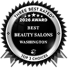 2026 award ribbon for best beauty salons in Washington.
