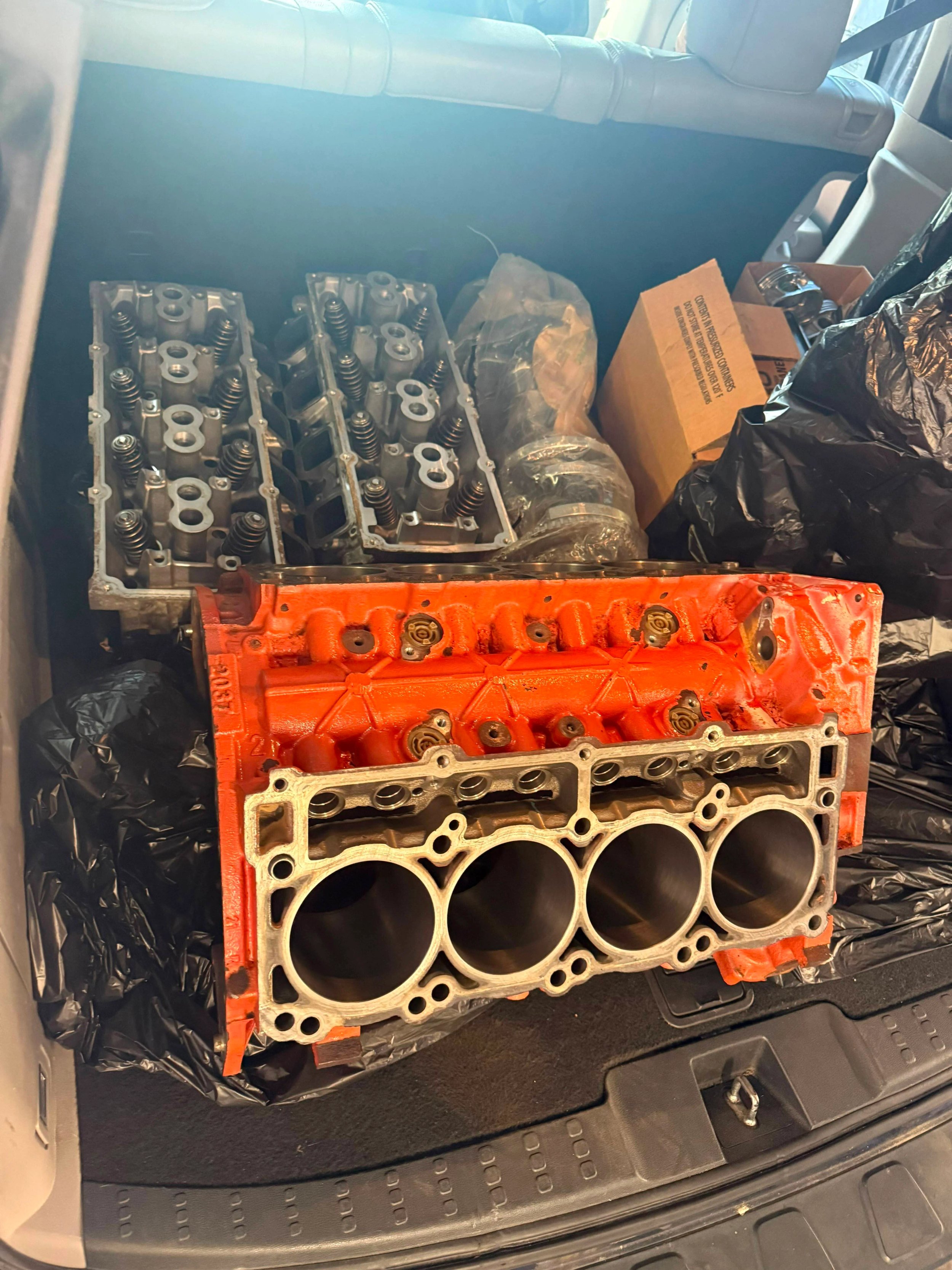 Car engine parts including cylinder heads and block